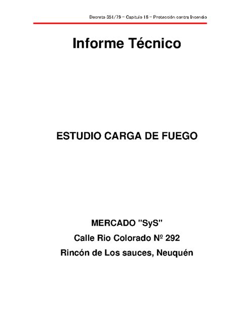 Informe Técnico estudio de Carga de Fuego Sy S Informe Técnico