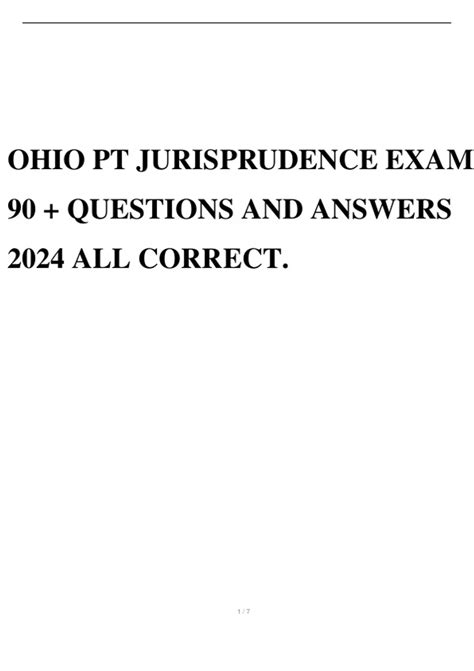 Ohio Pt Jurisprudence Exam 90 Questions And Answers 2024 All Correct