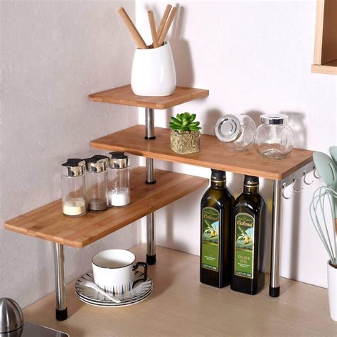 Ollieroo 3 Tier Corner Shelf Bamboo Spice Rack Best Kitchen Cleaners