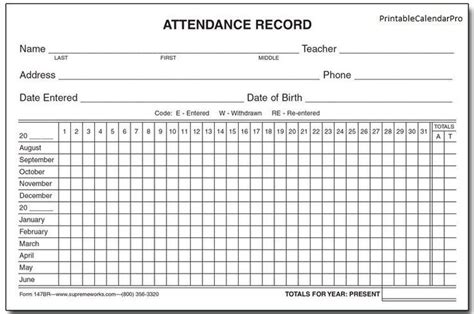 Free Printable Employee Attendance Sheet Pdf Word Excel Artofit