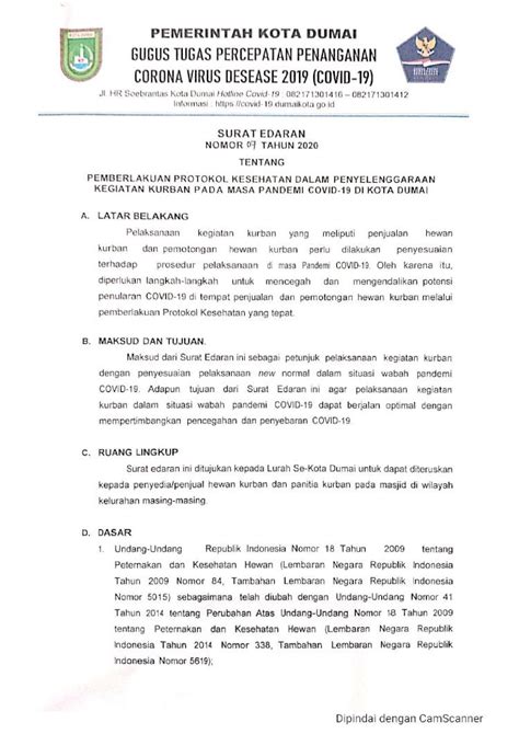 PDF Surat Edaran Nomor 7 Tahun 2020 Web Dumaikota Go Id Edaran