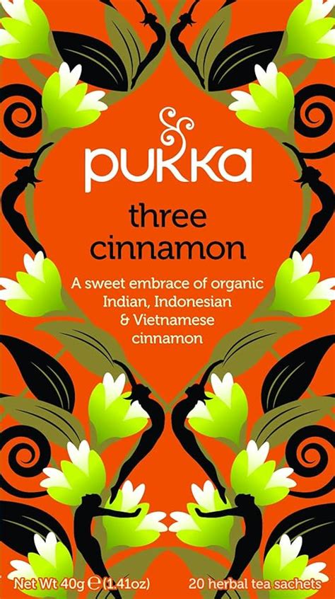 Pukka Three Cinnamon Organic Herbal Tea 4 Pack 80 Tea Bags Amazon