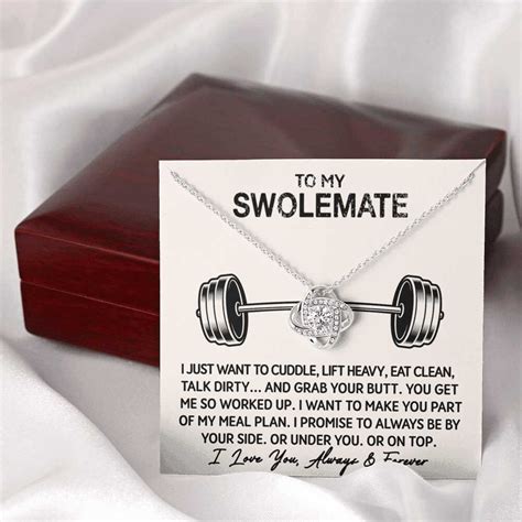 To My Swolemate Necklace Weightlifting Girlfriend Fitness Wife Gift