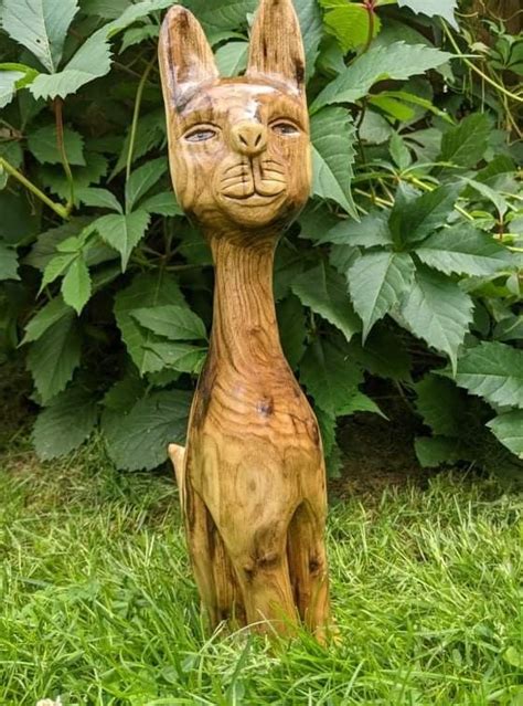 Hand Carved Wood Sculptures Cat Tree Ents Nature Sculptures