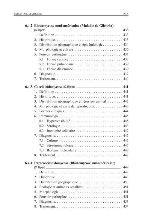 Mycologie M Dicale Ripert Pr Face Liste Des Auteurs Table Des