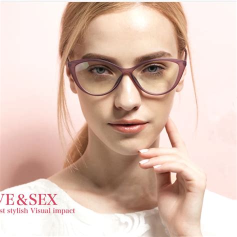 Cat Eye Classic Purple Women Glasses Acetate Eyeglass Frames Female