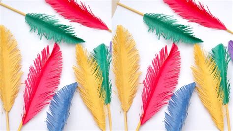 How To Make Beautiful Paper Feather Easy To Make Artificial Feather Craftsbyanu Youtube