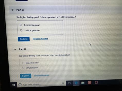 Solved Part G the higher boiling point: 1-bromopentane or | Chegg.com