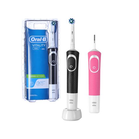 Oral B Vitality 100 Szett 2x elektromos fogkefe fekete rózsaszín 1