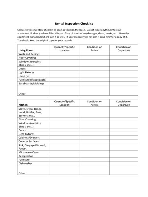 Printable Home Walk Through Checklist