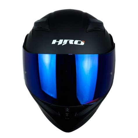 Casco Hro Dv Solid Negro Gris Visor Iridium Azul Zonabiker La