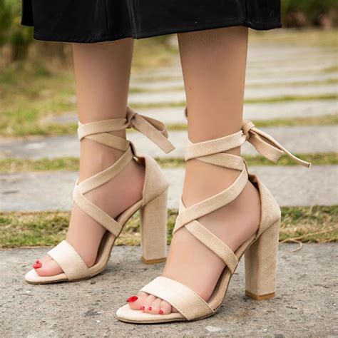 Beige High Heel Sandals