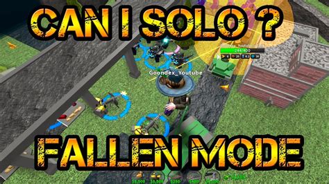 Solo Roblox Tower Defense Simulator Fallen Mode Youtube