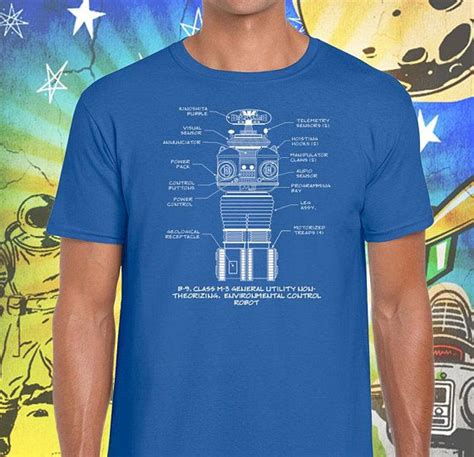 Lost In Space Shirt Classic B 9 Robot Mens Blue Etsy Lost In