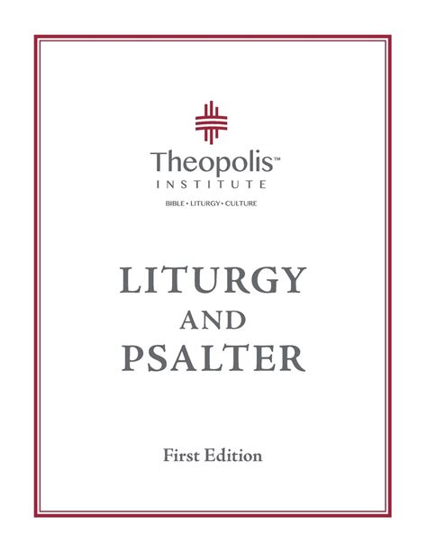 Theopolis Liturgy And Psalter By James B Jordan Goodreads