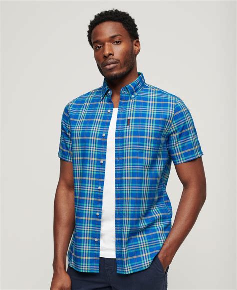 Men's - Lightweight Check Shirt in Blue Check | Superdry UK