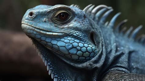 Premium AI Image | realistic photograpy blue iguana