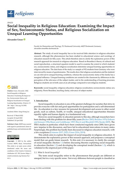 Pdf Social Inequality In Religious Education Examining The Impact Of