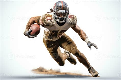 Man Playing American Football Isolated On White Background Generative