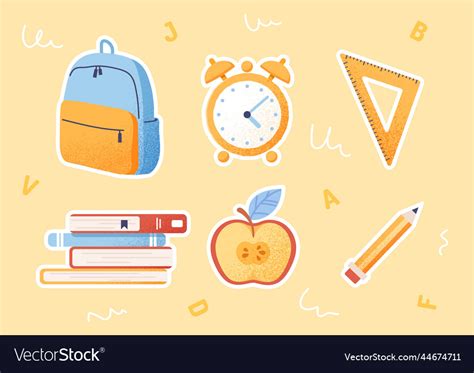 Set of stickers school supplies Royalty Free Vector Image