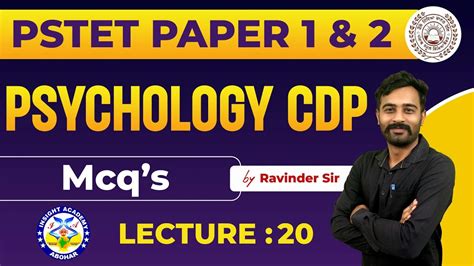 PSTET Psychology Preparation 2024 CDP PSTET Paper 1 2 MCQ Lecture