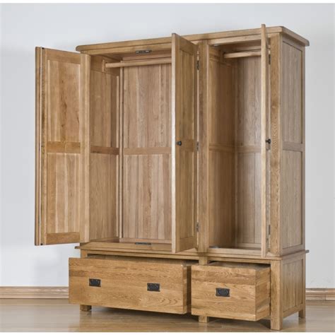 Savoy Rustic Solid Oak Triple Wardrobe - Made with Oak