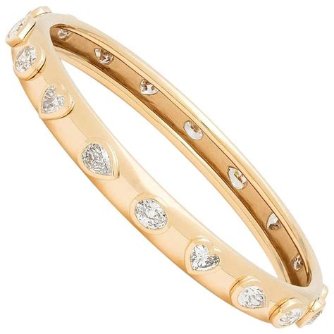 Fancy Cut Diamond Gold Bangle Bracelet For Sale At Stdibs