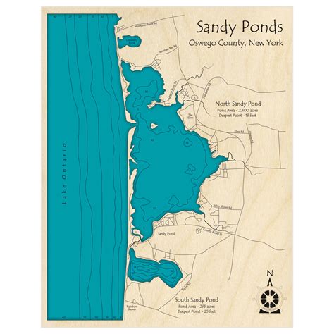 Sandy Ponds 3d Custom Wood Map Lake Art Llc