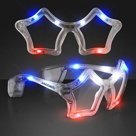 Promotional Red White And Blue Flashing Led Star Sunglasses