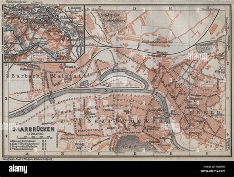 SaarbrÜcken Town City Stadtplan Saarland Saarbrucken Sarrebruck 1926