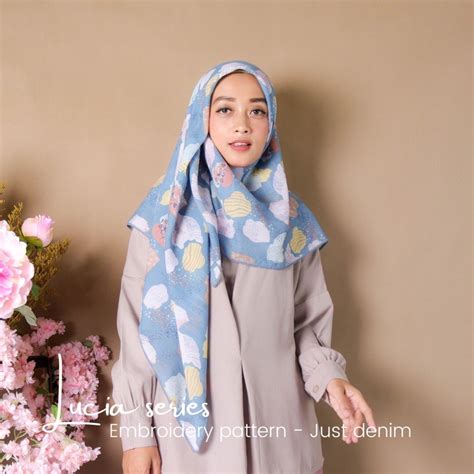 Jual Lucia Series Hijab Polycotton Motif Hijab Motif Lasercut