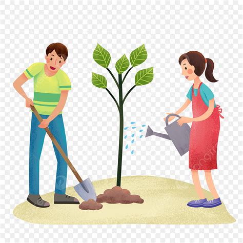 Planting Trees Together PNG Picture, Arbor Day Couple Planting Trees ...