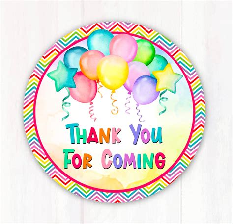 Balloons Thank You Party Favor Celebration Stickers Set