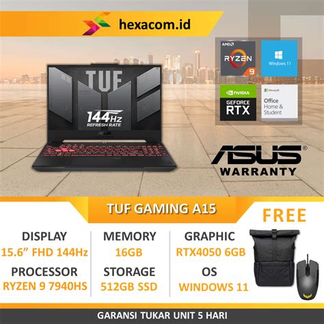 Jual Asus Tuf Gaming A Fa Xu Rtx Gb Ryzen Hs Gb Ssd