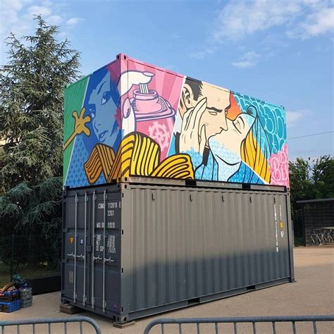 Shipping Containers Are Painted In Front Of The Square Of China Port Artofit