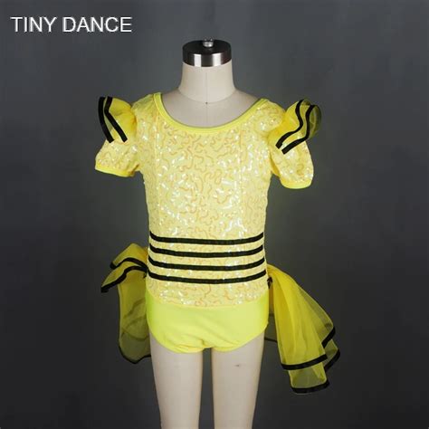 Yellow Sequin Dance Costume For Girls Jazz And Tap Dance Unitard