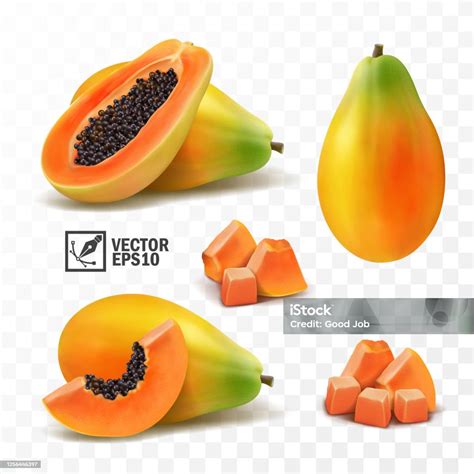 3d Realistis Transparan Terisolasi Vektor Set Utuh Dan Sepotong Buah