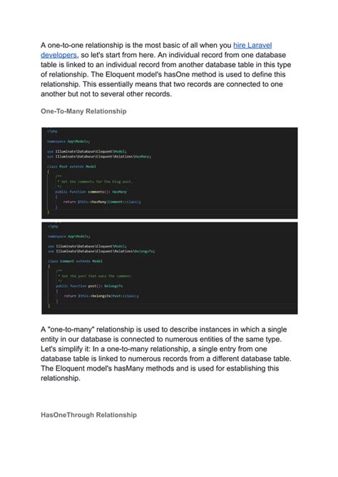 Simplified Guide On Using The Laravel Eloquent Relations Pdf