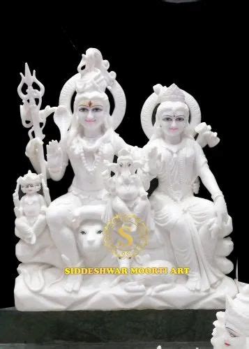 Multicolor Veitnam White Marble Gauri Shankar Mahadev Statue For