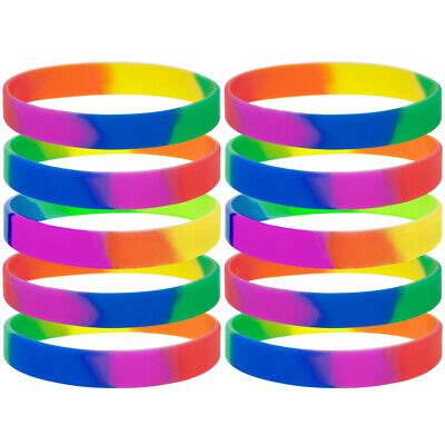 10 Pcs Gay Pride Wristbands LGBT Lesbian Rainbow Silicone Sports Rubber