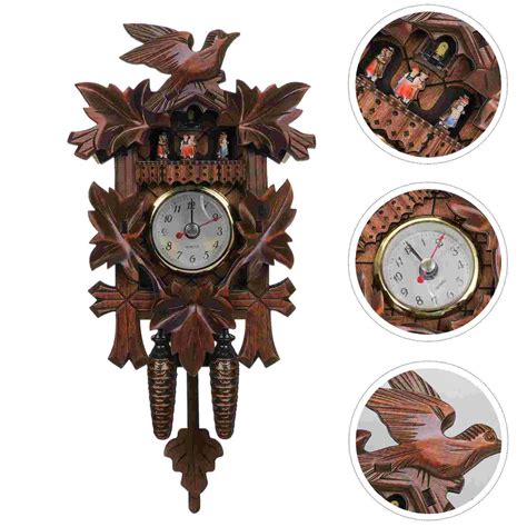 Reloj de pared de madera Coo Vintage adorno colgante Cuco pájaro