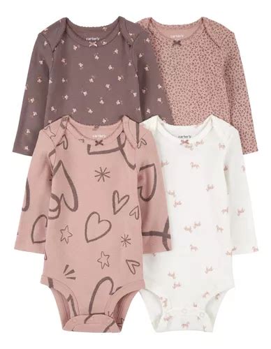 Carters Kit Body 4 Peças Manga Longa Menina Original Frete grátis