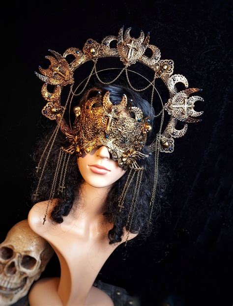 Set Veritas Halo And Blind Mask Gothic Headpiece Holy Crown Goth Crown Medusa Costume Cosplay