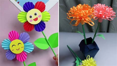 Easy Paper Flower Crafts Video Tutorial For Kids Kids Art And Craft