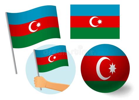 Grupo Do Cone Da Bandeira De Azerbaij O Ilustra O Stock Ilustra O