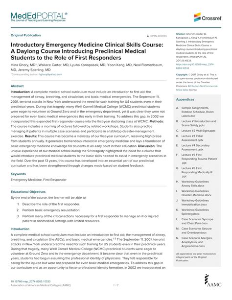 PDF Introductory Emergency Medicine Clinical Skills Course A Daylong