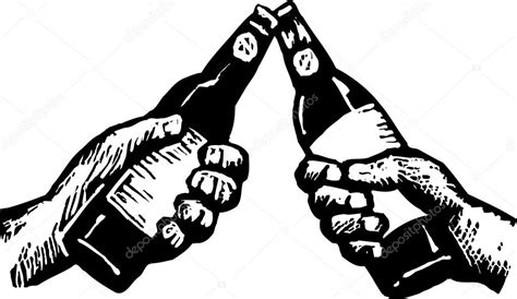 Woodcut Illustration Of Two Hands Toasting With Beer Stock Vector By