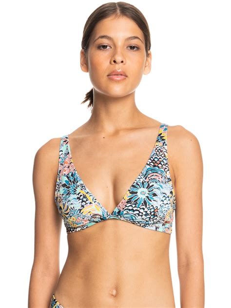 Marine Bloom Elongated Tri Bikini Top For Women Roxy