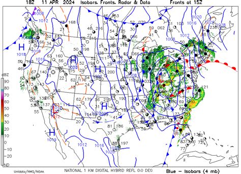 Us Surface Map Satellite And Radar Combinations