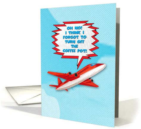 Bon Voyage Enjoy Vacation Funny Plane in Sky Cartoon Style card